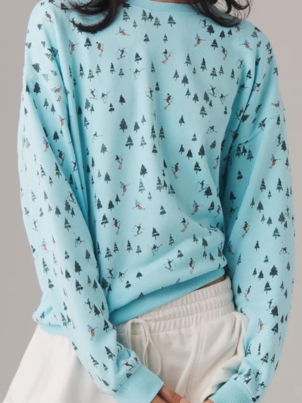 Beach Riot Devyn Oversized Sweatshirt Ski Print Blue Après Ski Size L